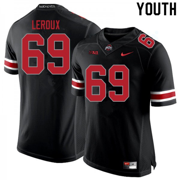Ohio State Buckeyes #69 Trey Leroux Youth Official Jersey Blackout